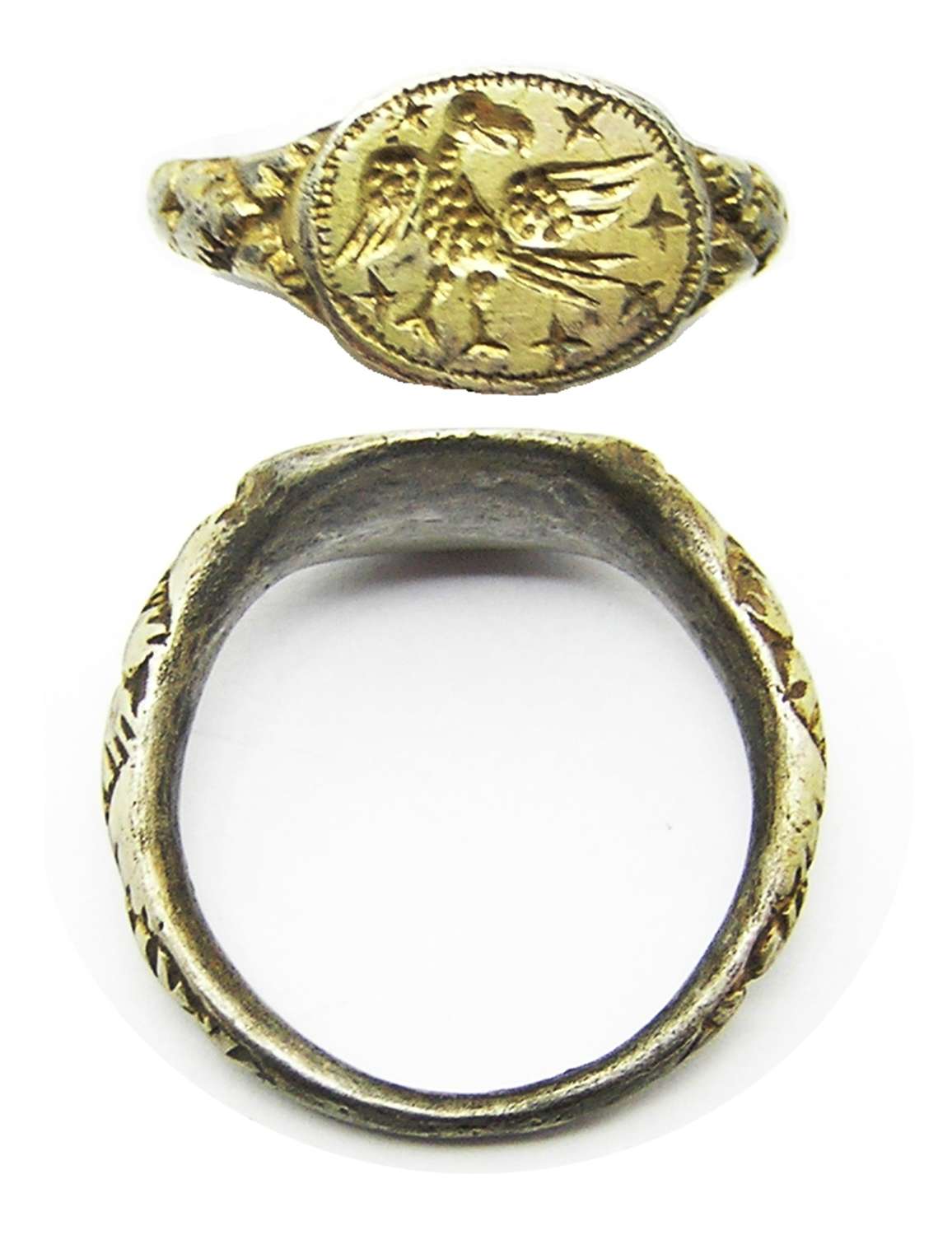 Medieval silver-gilt signet ring of an Eagle