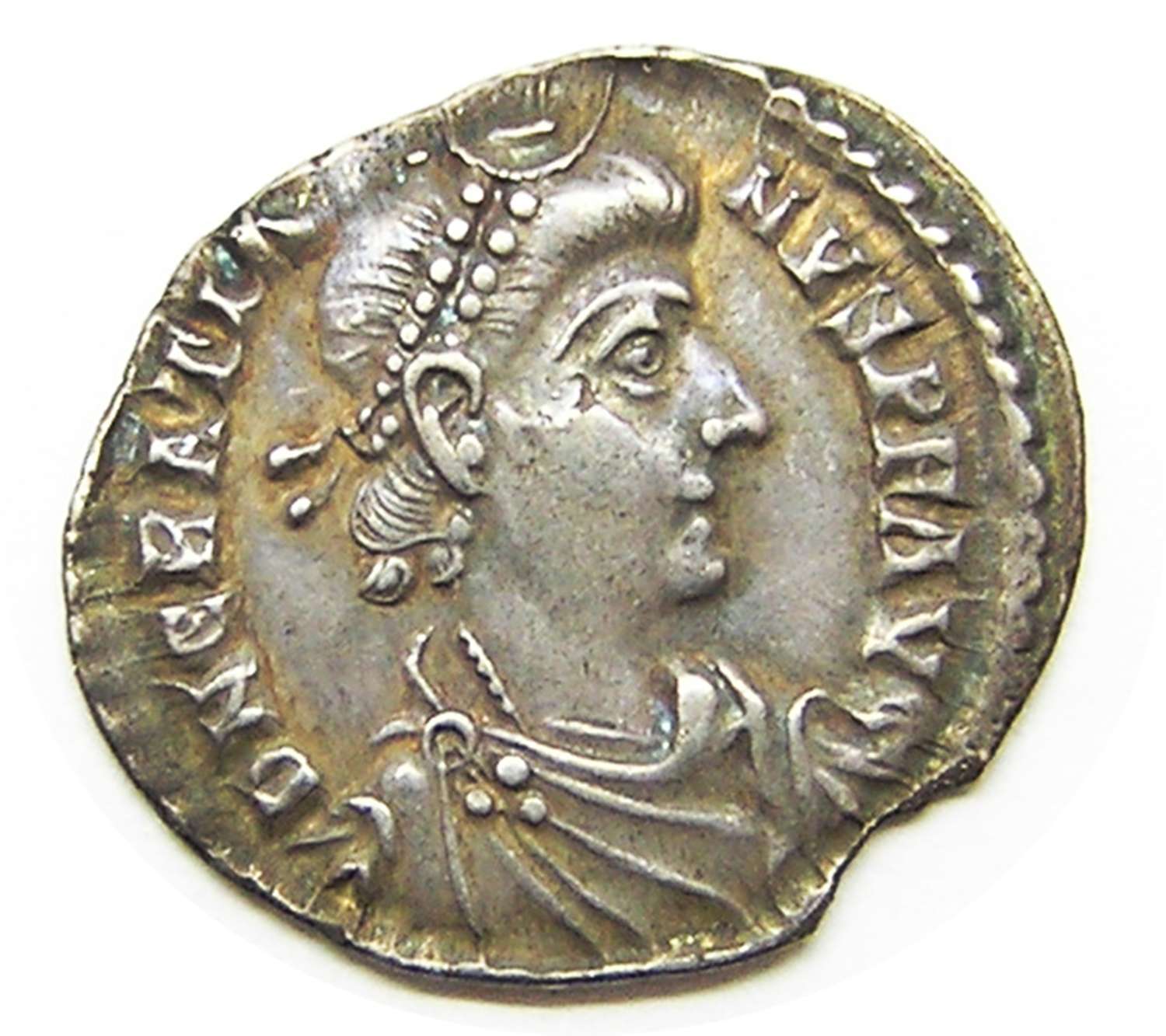 Ancient Roman Silver Siliqua of Emperor Gratian / Trier