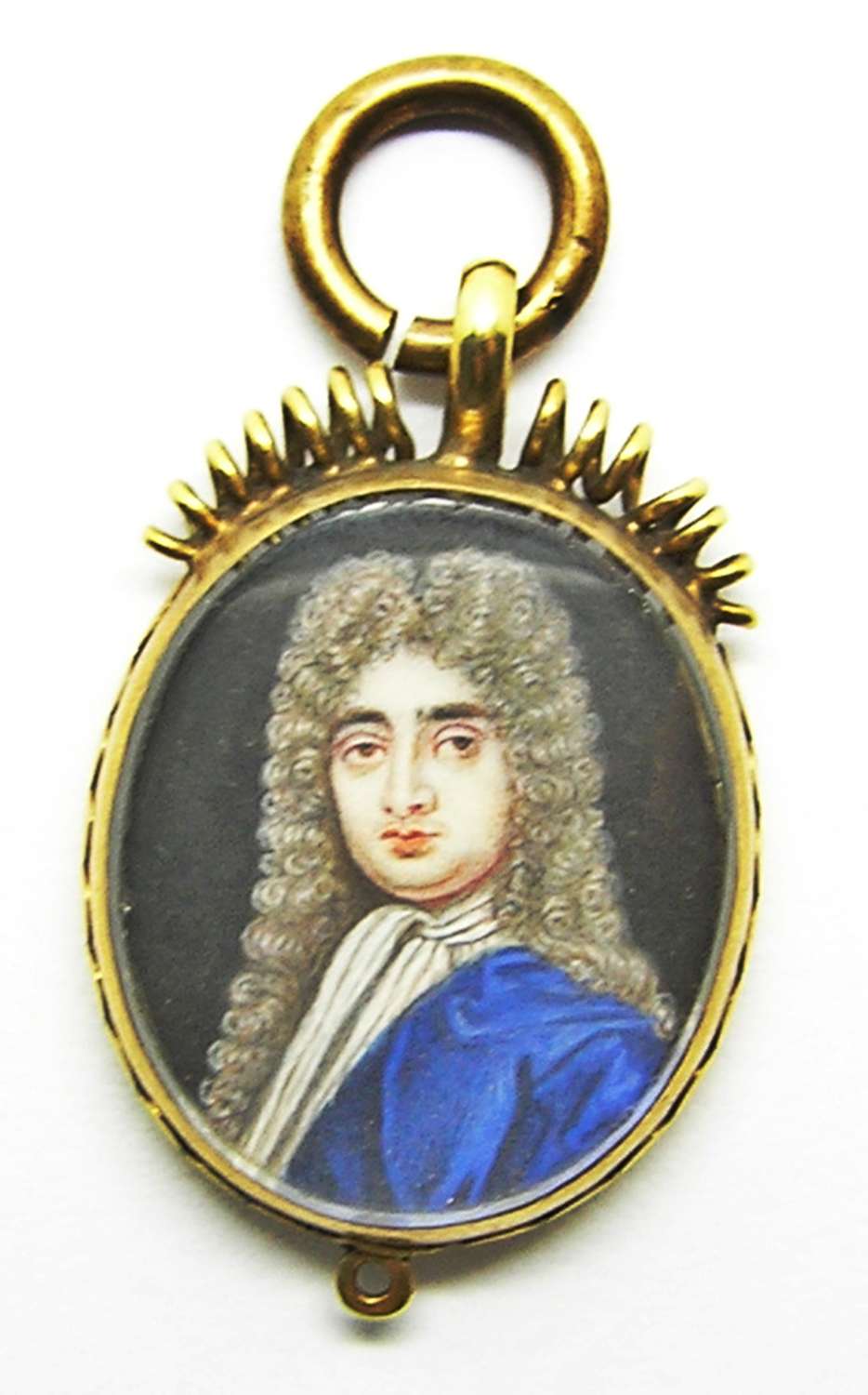 Gold framed Baroque portrait miniature of a Gentleman