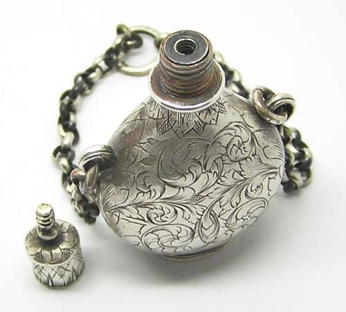 17th century English silver scent bottle of Cupid