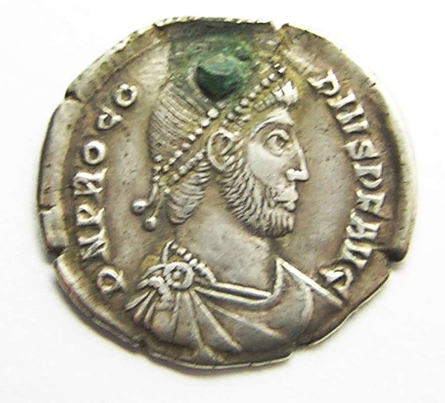 Ancient Roman Silver Siliqua of Emperor Procopius / Constantinople