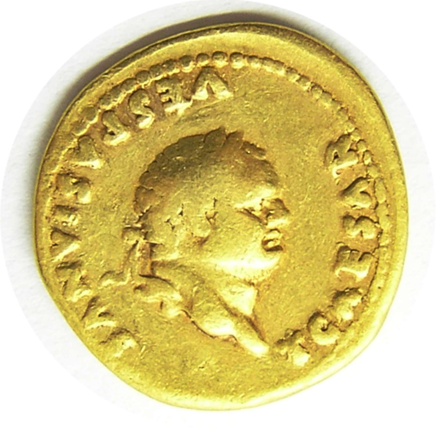 Ancient Roman gold aureus of Caesar Titus / Annona