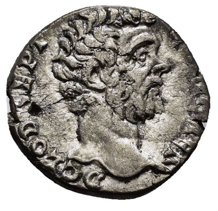 Ancient Roman silver denarius of Clodius Albinus / Minerva