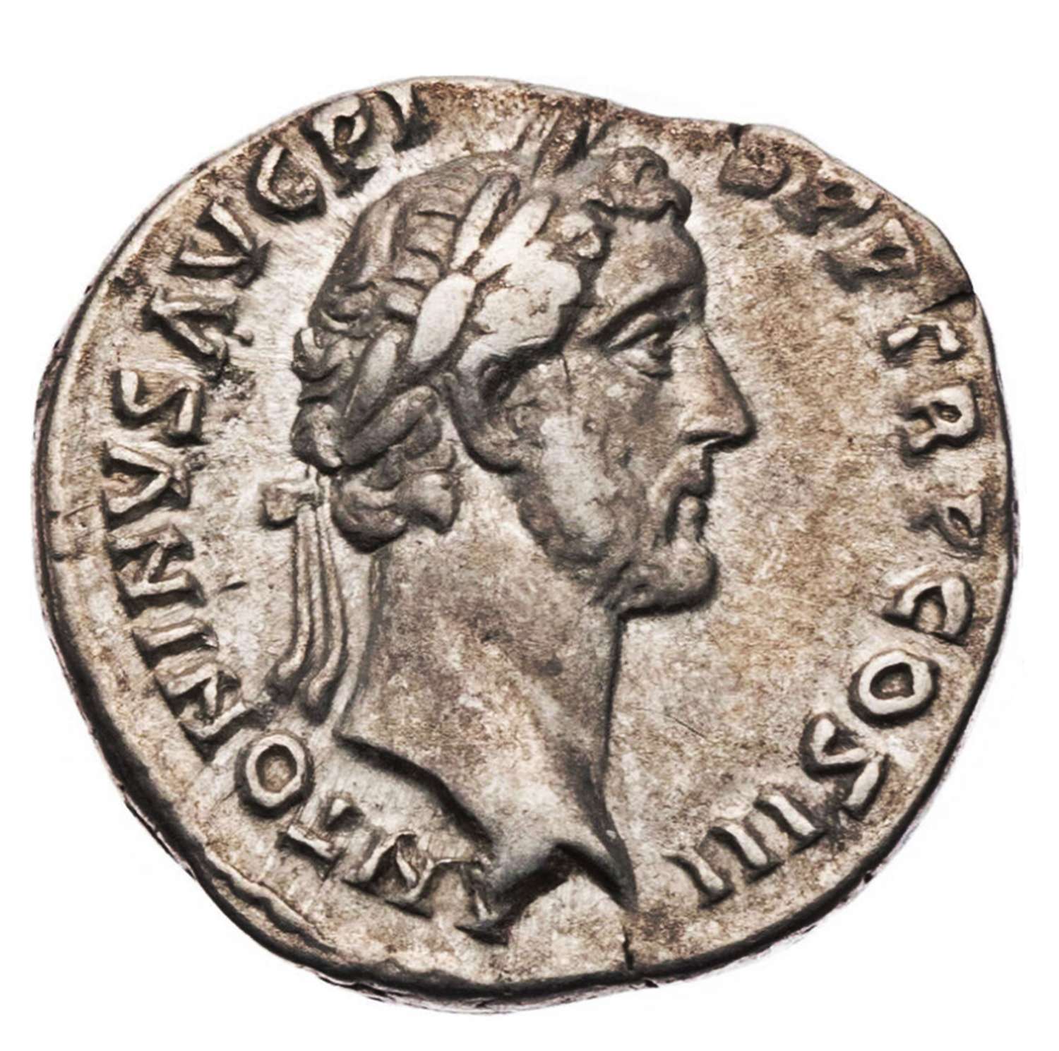 Ancient Roman Silver Denarius of Emperor Antoninus Pius / Equity