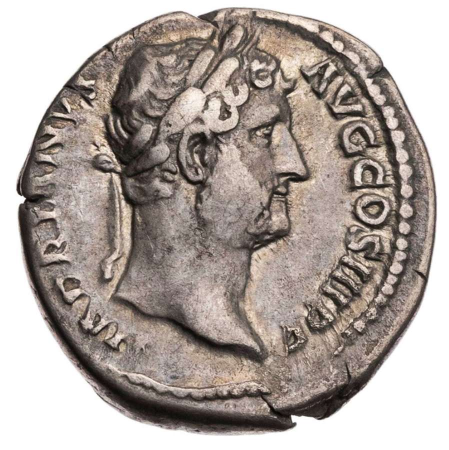 Ancient Roman Silver Denarius of Emperor Hadrian / Fortuna