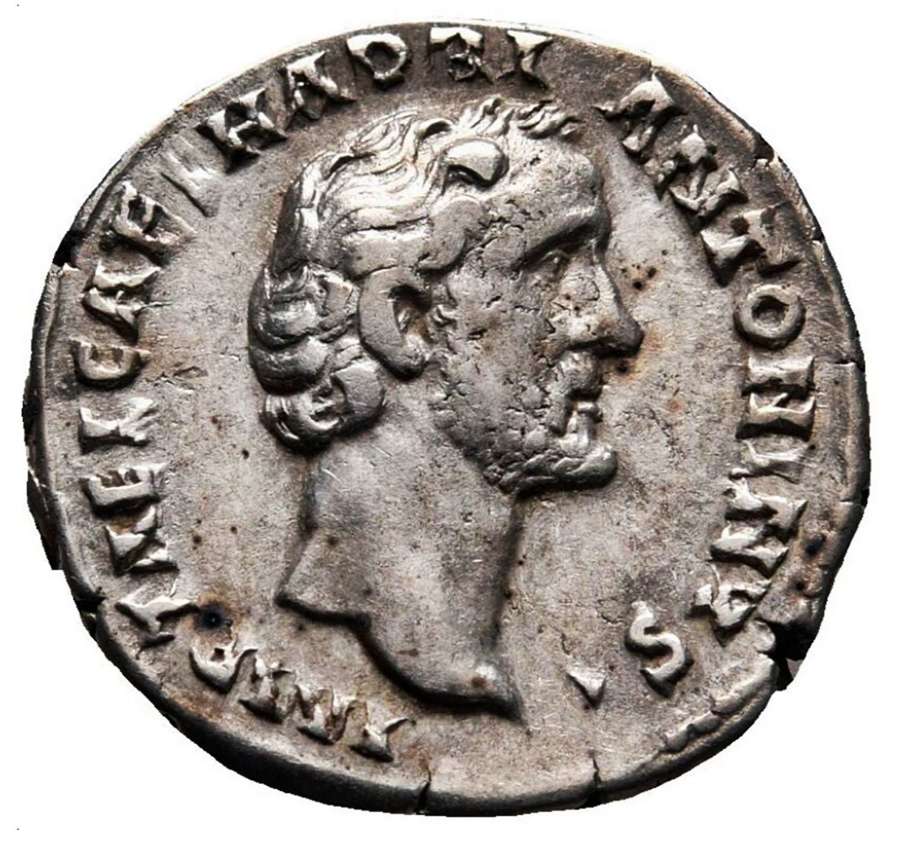 Ancient Roman Silver Denarius of Emperor Antoninus Pius / Minerva