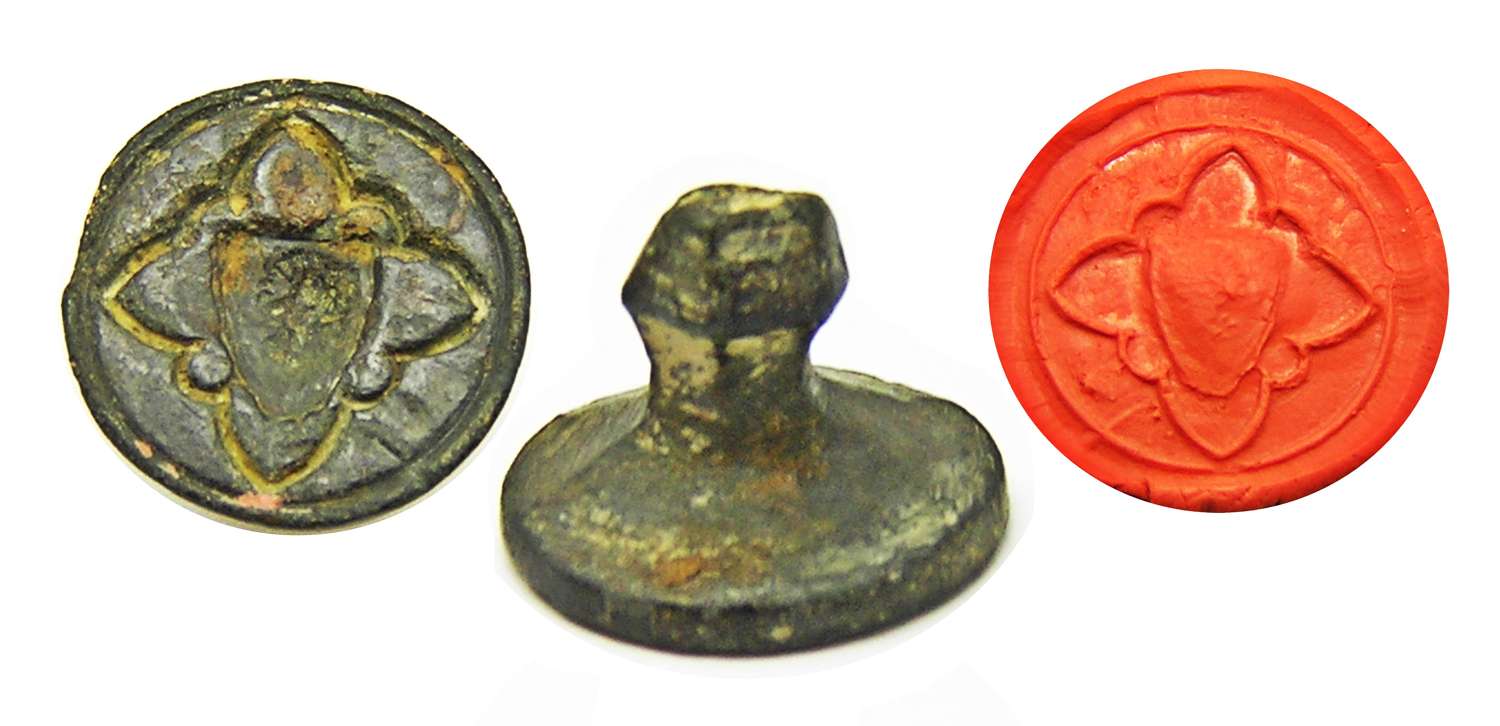 Medieval bronze Armorial seal unfinished