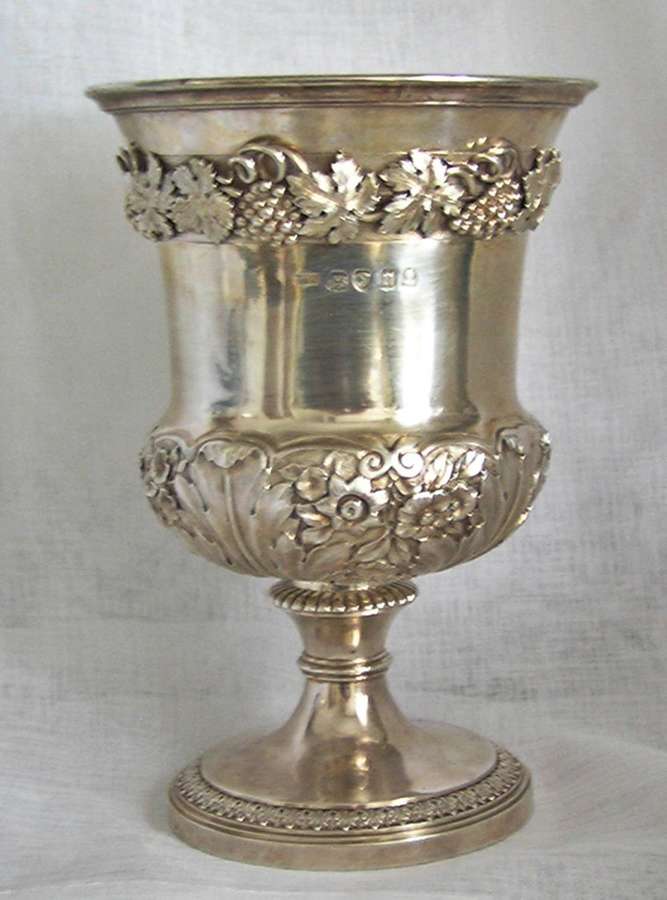 Georgian large ornate silver wine goblet by William Eaton