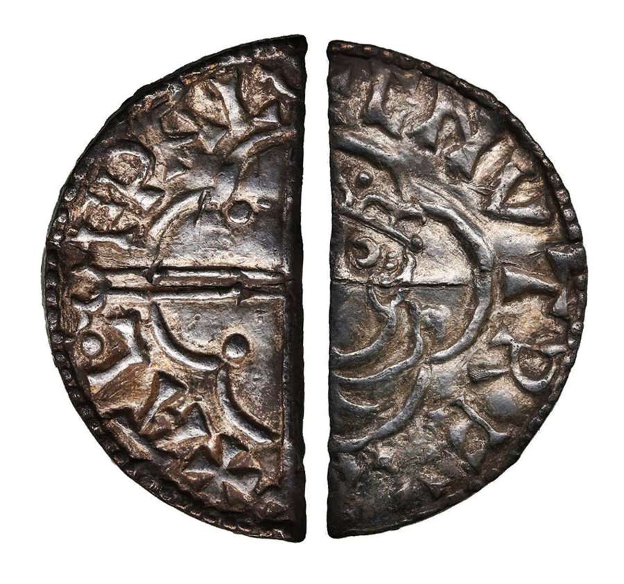 Anglo Saxon King Cnut silver half penny by ALFǷALD of Bath