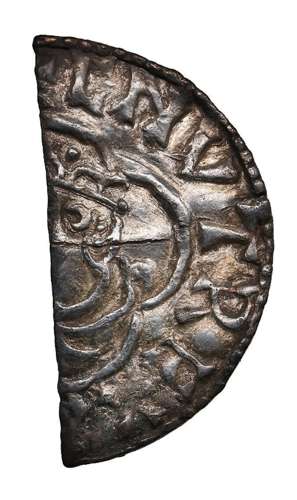 Anglo Saxon King Cnut silver half penny by ALFWALD of Bath