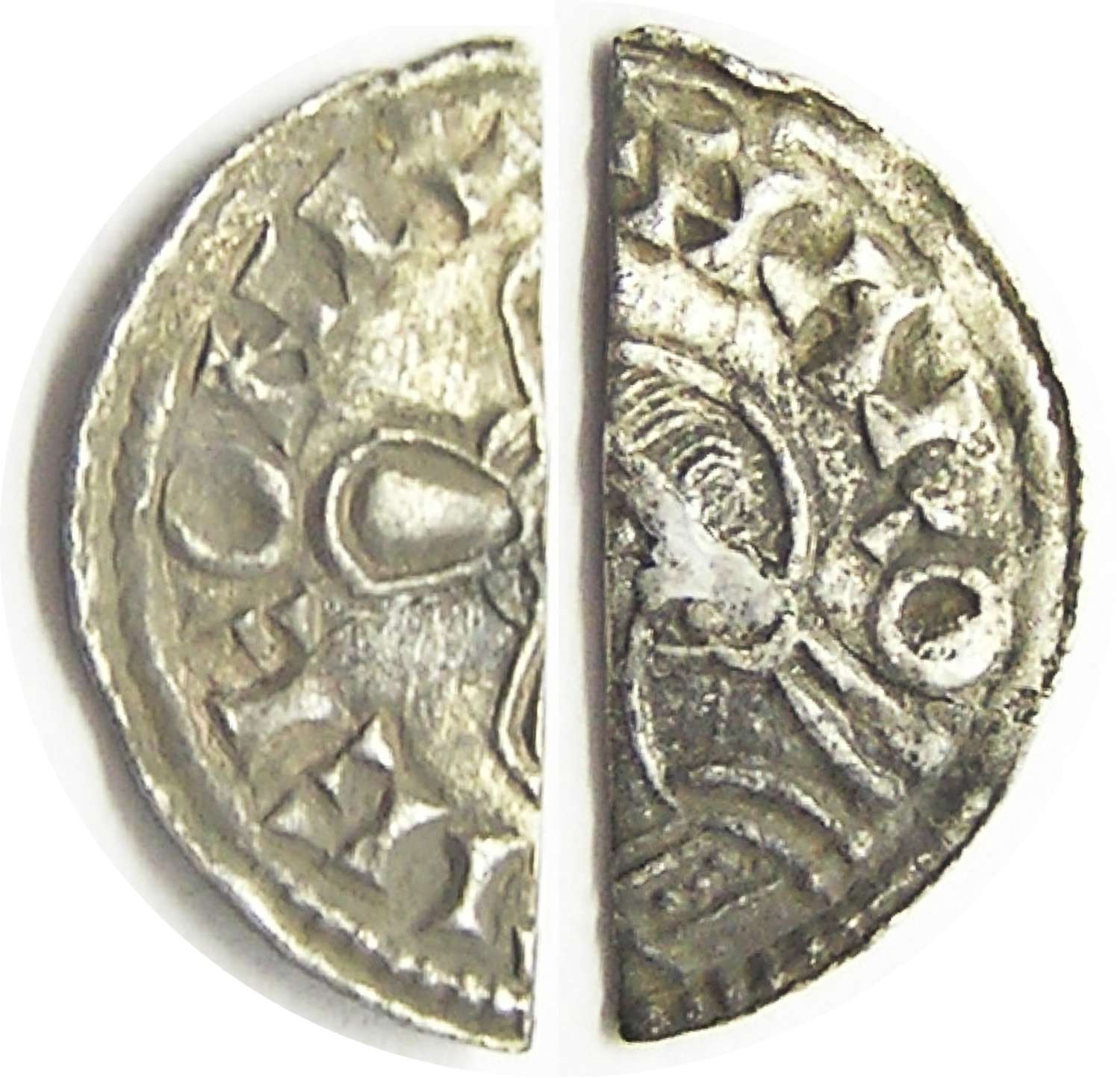 Anglo Saxon King Harold I silver half penny by Beorhmaer of London