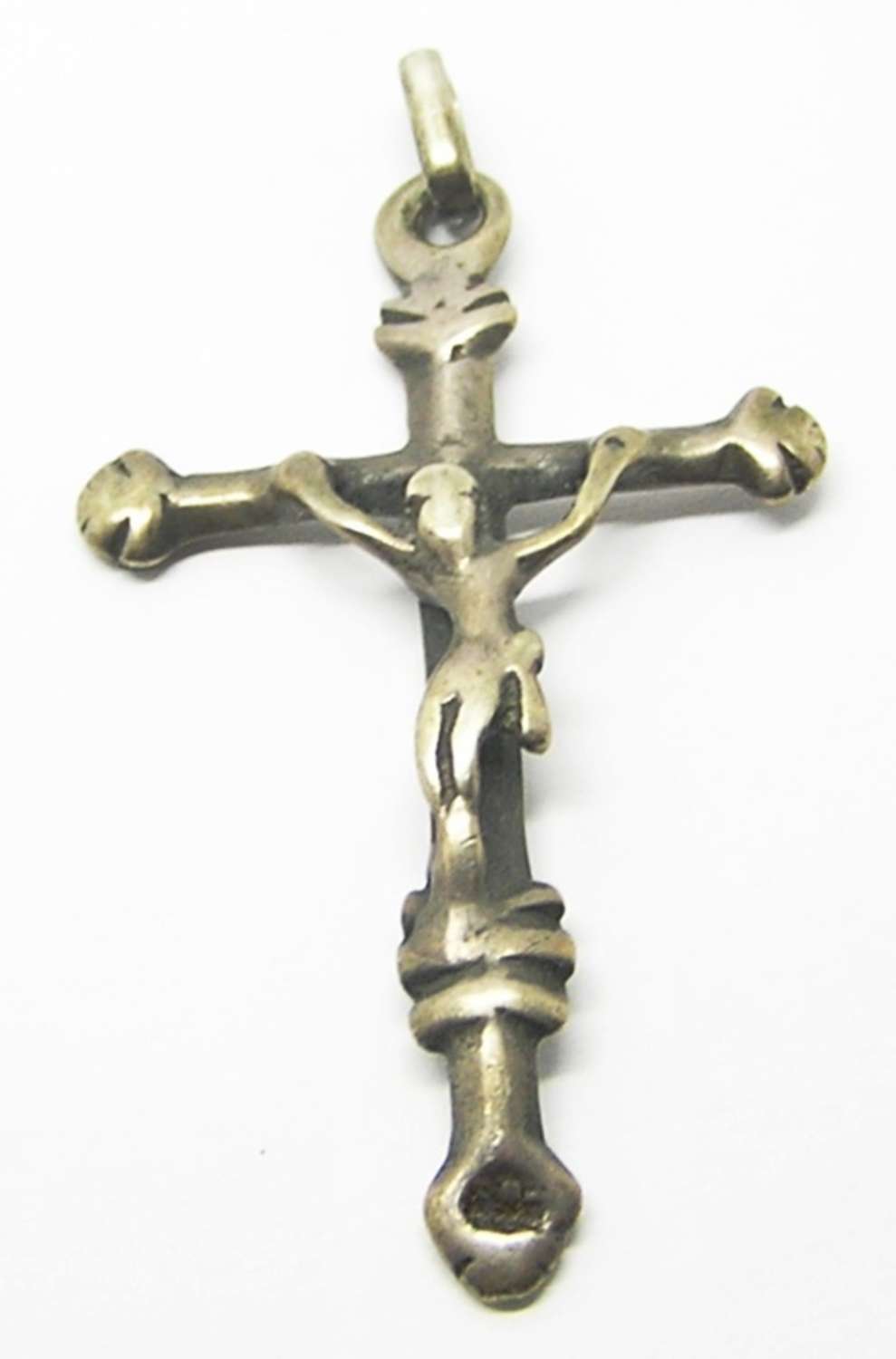 Baroque silver crucifix pendant