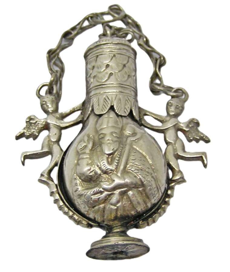 Baroque scent bottle pomander pilgrims flask