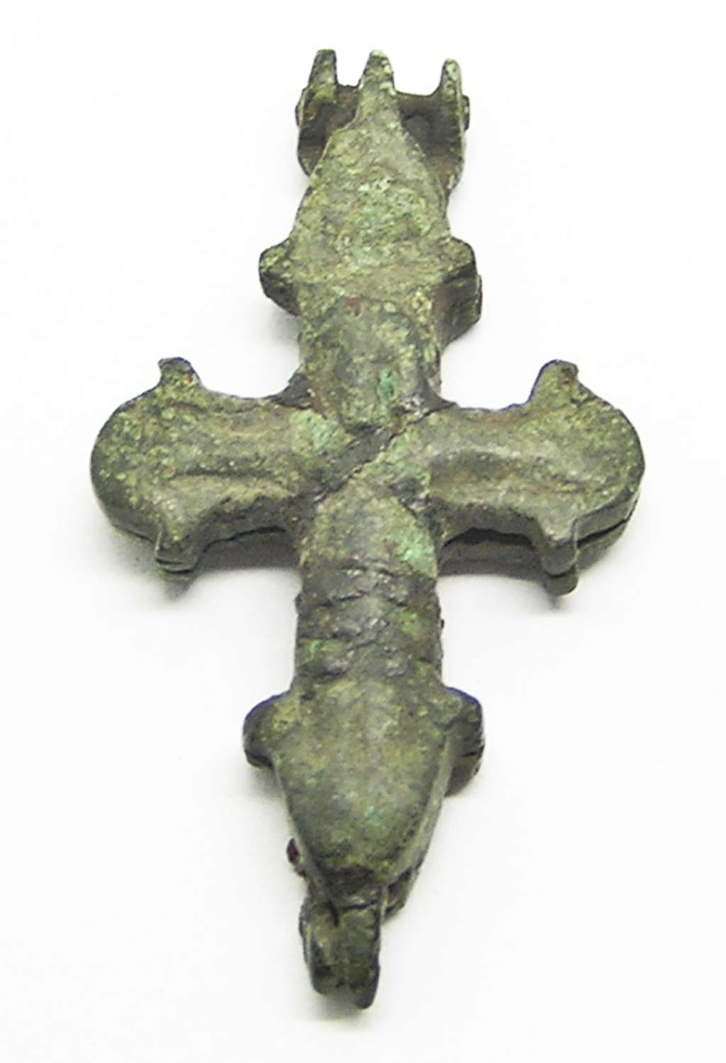 Medieval Byzantine Bronze Reliquary Cross Pendant