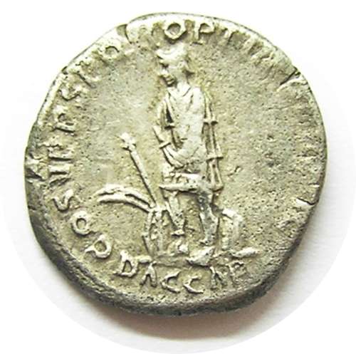 Ancient Roman Silver Denarius of Emperor Trajan / Dacia Capta