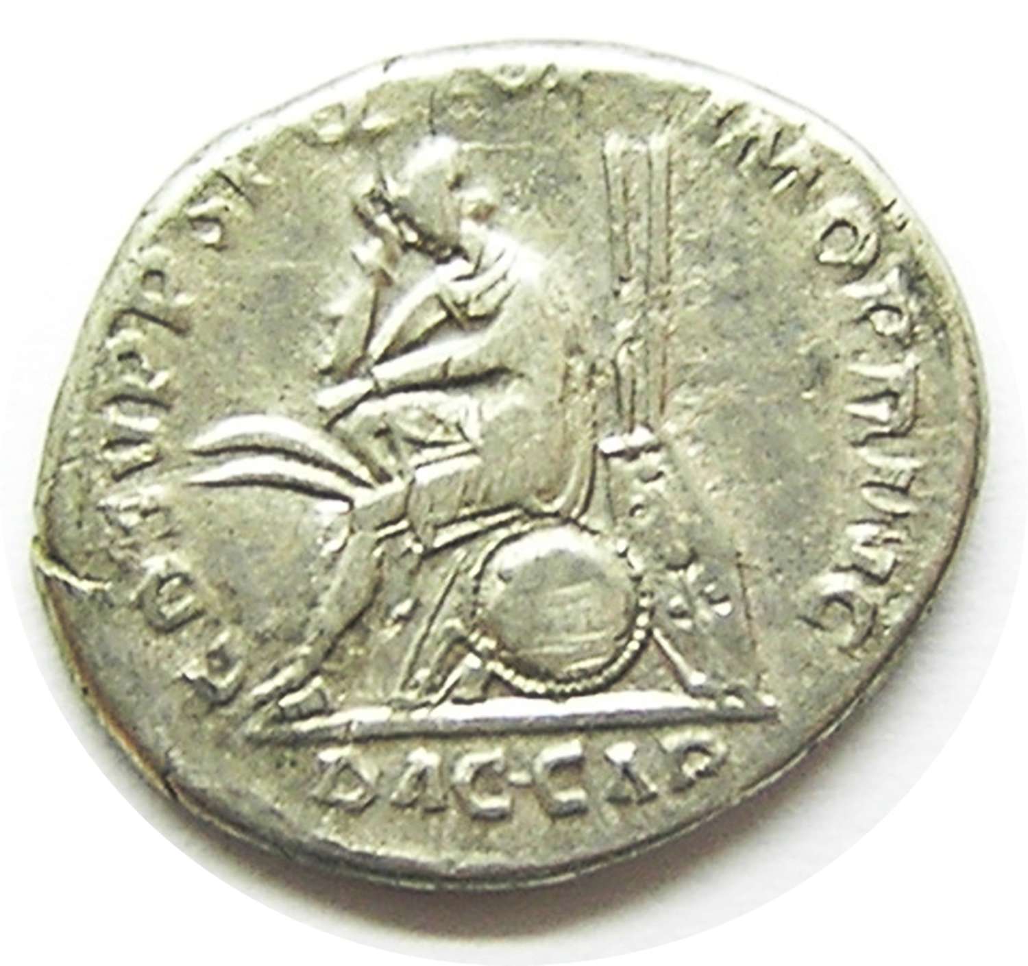 Ancient Roman Silver Denarius of Emperor Trajan / Dacia Capta