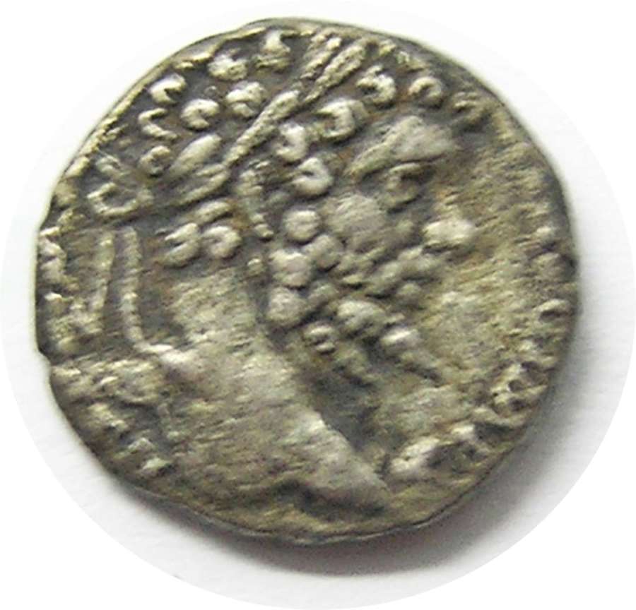 Ancient Roman silver denarius of emperor Septimus Severus / Sol