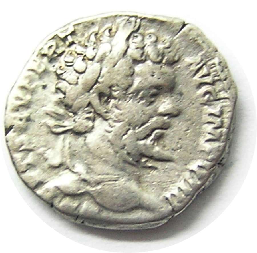 Ancient Roman silver denarius of emperor Septimus Severus LIBERO PATRI