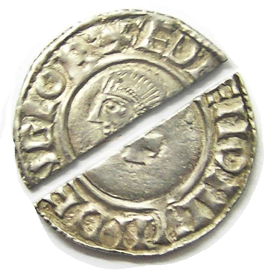 Anglo Saxon King Aethelred II Silver Halfpenny by Leofwine of London