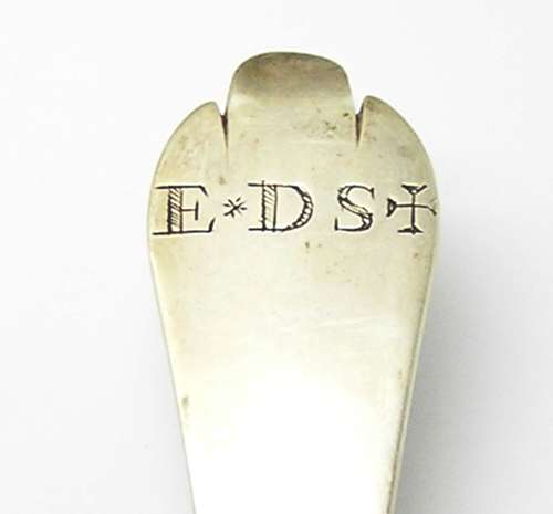 Antique Silver Trefid Spoon Initialed