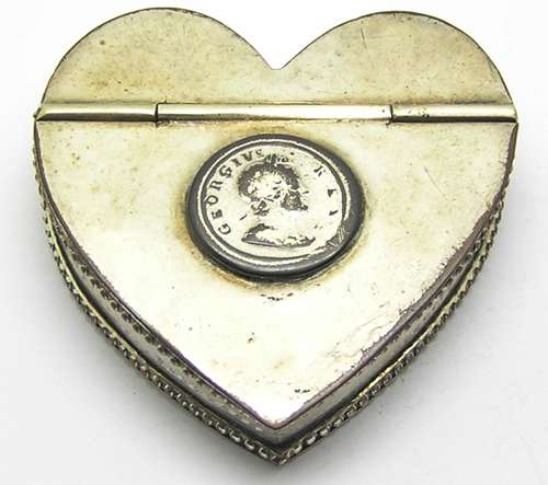 Georgian portrait miniature set in a heart-shaped snuff box