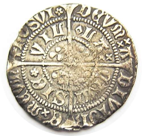 Medieval silver halfgroat of king Henry VI Rosette-mascle issue