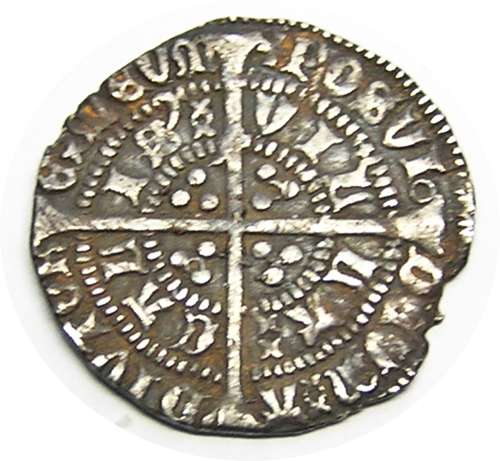 Medieval silver halfgroat of king Henry VI Annulet issue