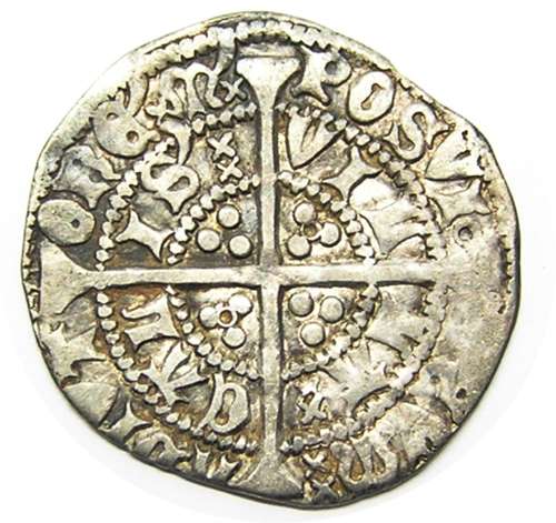 Medieval silver halfgroat of king Henry VI Annulet issue