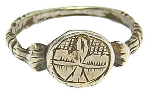 Renaissance silver finger ring pair of hearts joined by a lovers knot