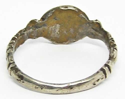 Renaissance silver finger ring pair of hearts joined by a lovers knot