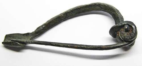 Intact Ancient British Iron Age Celtic La Tene III Bow Brooch