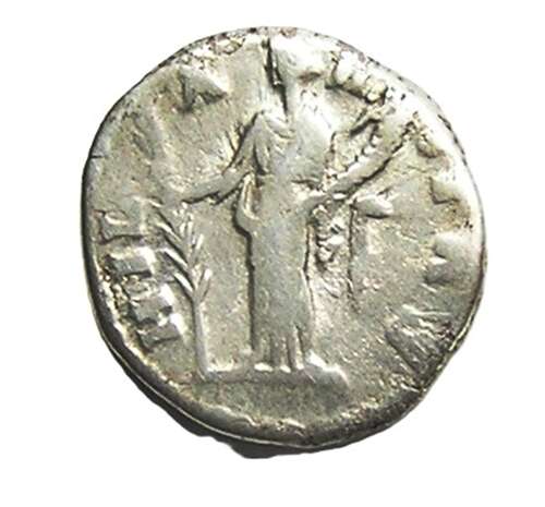 Ancient Roman silver denarius of empress Crispina / Joy