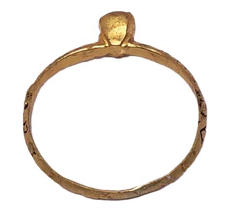 English Medieval inscribed Lovers Ring set with a ruby