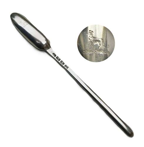 Georgian silver crested marrow scoop George III by John Lamb of London
