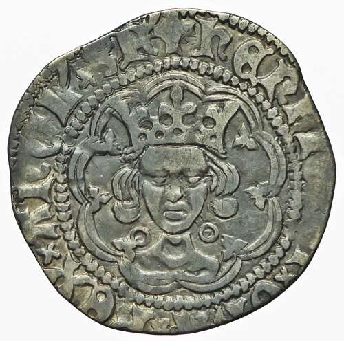 Medieval silver halfgroat of king Henry VI Annulet issue