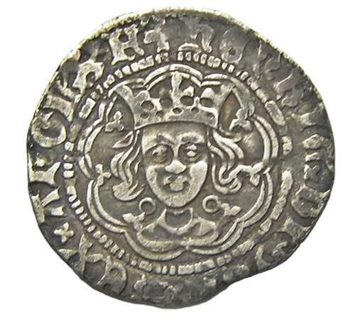Medieval silver halfgroat of king Henry VI Annulet issue