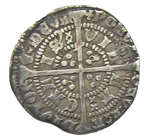 Medieval silver halfgroat of king Henry VI Annulet issue