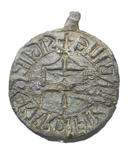 Medieval English lead seal ensign Knight Templar Standard London RARE