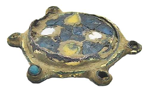 Anglo-Saxon bronze enamel disc Brooch Weetch Type 20