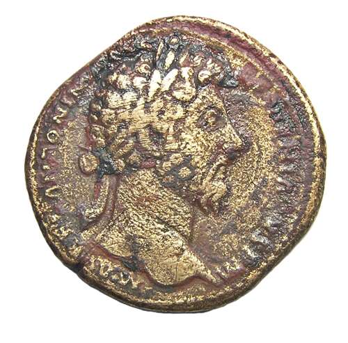 Ancient Roman AE Sestertius of Marcus Aurelius / Virtus