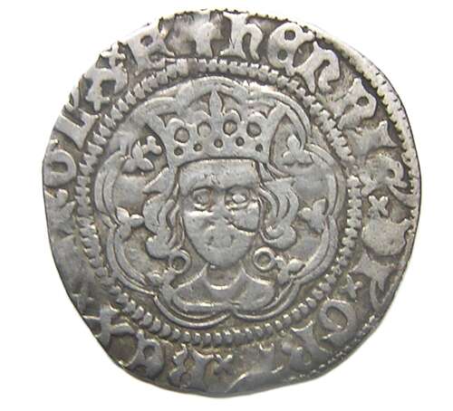 Medieval silver halfgroat of king Henry VI Annulet issue