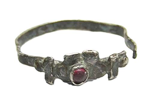 Medieval silver gem set fede ring