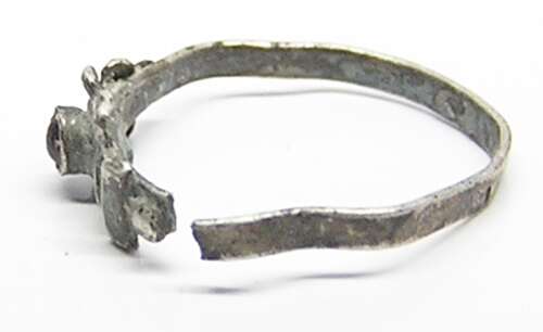 Medieval silver gem set fede ring