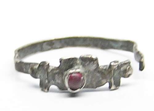 Medieval silver gem set fede ring