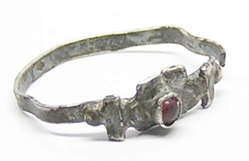 Medieval silver gem set fede ring