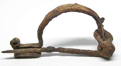 Ancient Roman P-Shape Iron Bow Brooch