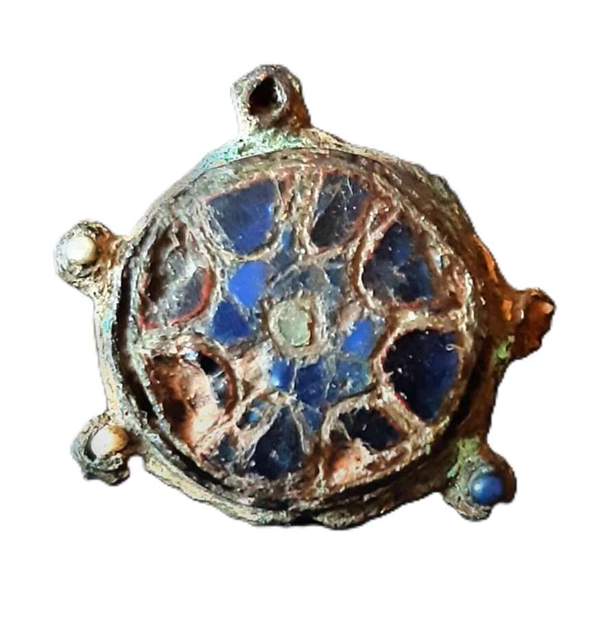 Anglo-Saxon bronze enamel disc Brooch Weetch Type 20