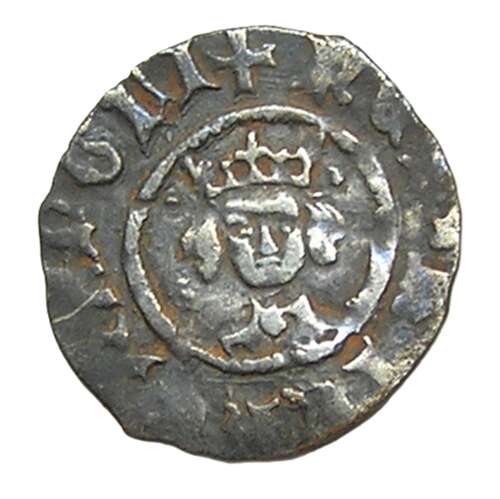 Medieval silver halfpenny of king Henry VI leaf-pellet issue London