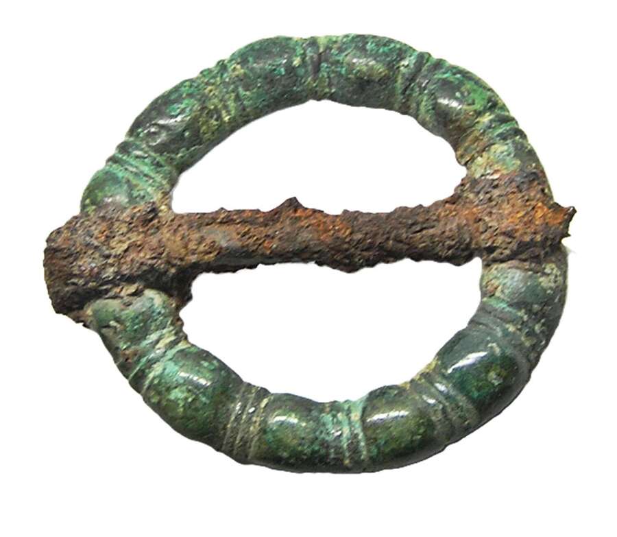 Anglo Saxon bronze annular brooch Leeds type F bead-and-reel decoration