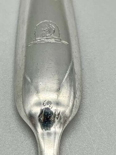 Georgian silver marrow scoop with the Earl of Egremont Crest